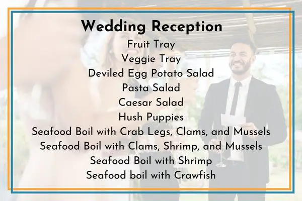 A sample menu from a wedding reception catered by Icehouse Catering